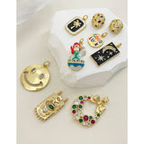 Golden Copper Zircon Earring Good Luck Letter Desig