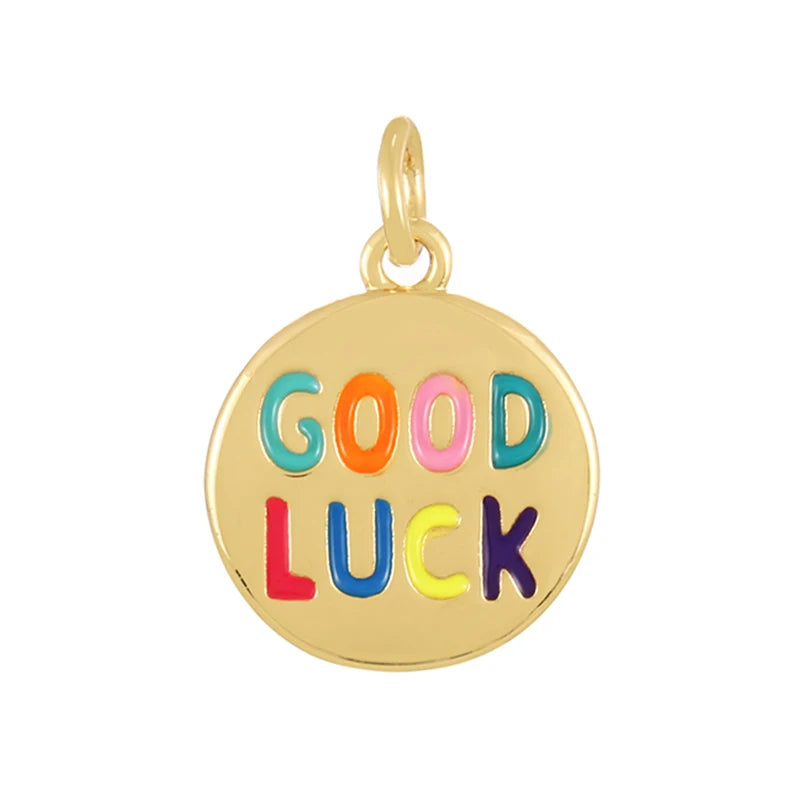 Golden Copper Zircon Earring Good Luck Letter Desig