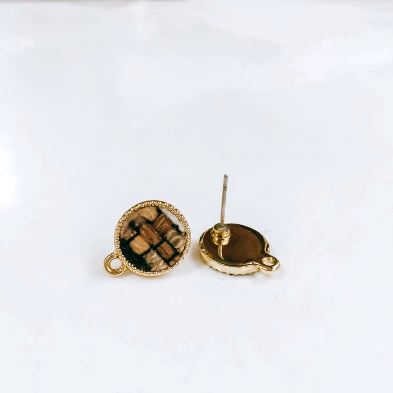 Round Wool Stuff Stud Earring Pendant Necklace Supplies KP2086