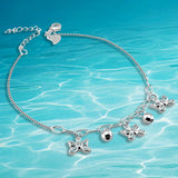 925 Sterling Silver Butterfly Anklet for Women Lady Sweet Foot Chain