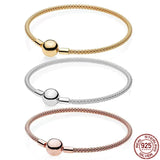 925 Sterling Silver Round Buckle Series Bracelet for Charm DIY