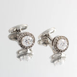 Silver Plated Cufflinks with Full Diamond Shine