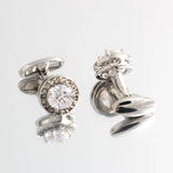 Silver Plated Cufflinks with Full Diamond Shine