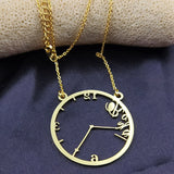 Round Shape Name Necklace Stainless Steel Letter Pendant