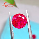 Round Cut Red Ruby Loose Gemstone with Minor Cracks and Inclusions