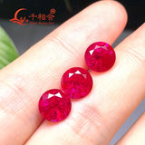 Round Cut Red Ruby Loose Gemstone with Minor Cracks and Inclusions
