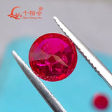 Round Cut Red Ruby Loose Gemstone with Minor Cracks and Inclusions