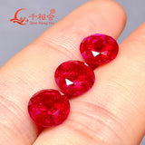 Round Cut Red Ruby Loose Gemstone with Minor Cracks and Inclusions
