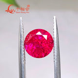 Round Cut Red Ruby Loose Gemstone with Minor Cracks and Inclusions