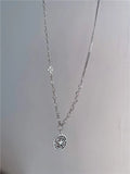 Round Tag Pendant Necklace Five-Star Retro Sweater Chain Short Necklace