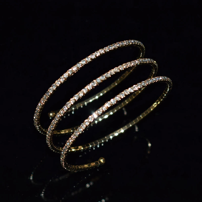 Crystal Cuff Bracelet for Women - Bling Wrap Bracelets Wedding Party Jewelry