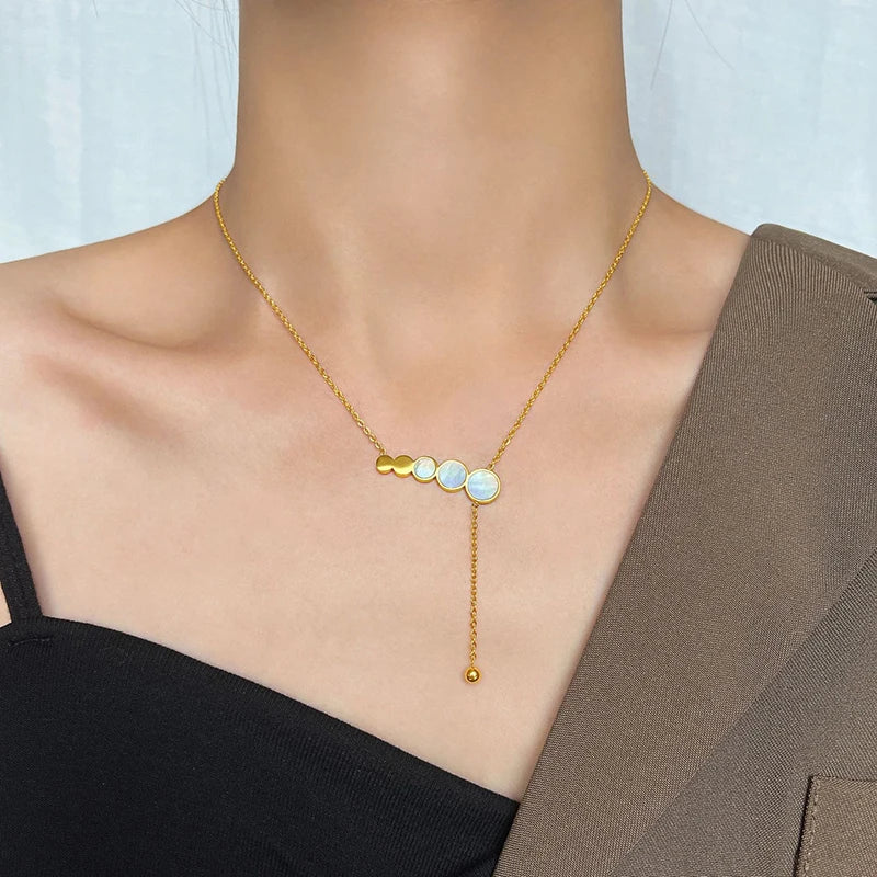 Princess Shell Necklace Stainless Steel Charm Jewelry