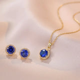 Royal Stone Pendant Necklace and Earrings Set for Women