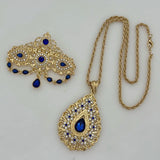 Royal Water Drop Pendant Necklace Chain Plated Jewelry Set