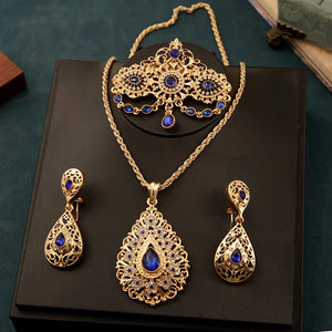 Royal Water Drop Pendant Necklace Chain Plated Jewelry Set