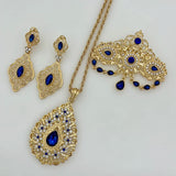Royal Water Drop Pendant Necklace Chain Plated Jewelry Set