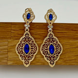 Royal Water Drop Pendant Necklace Chain Plated Jewelry Set