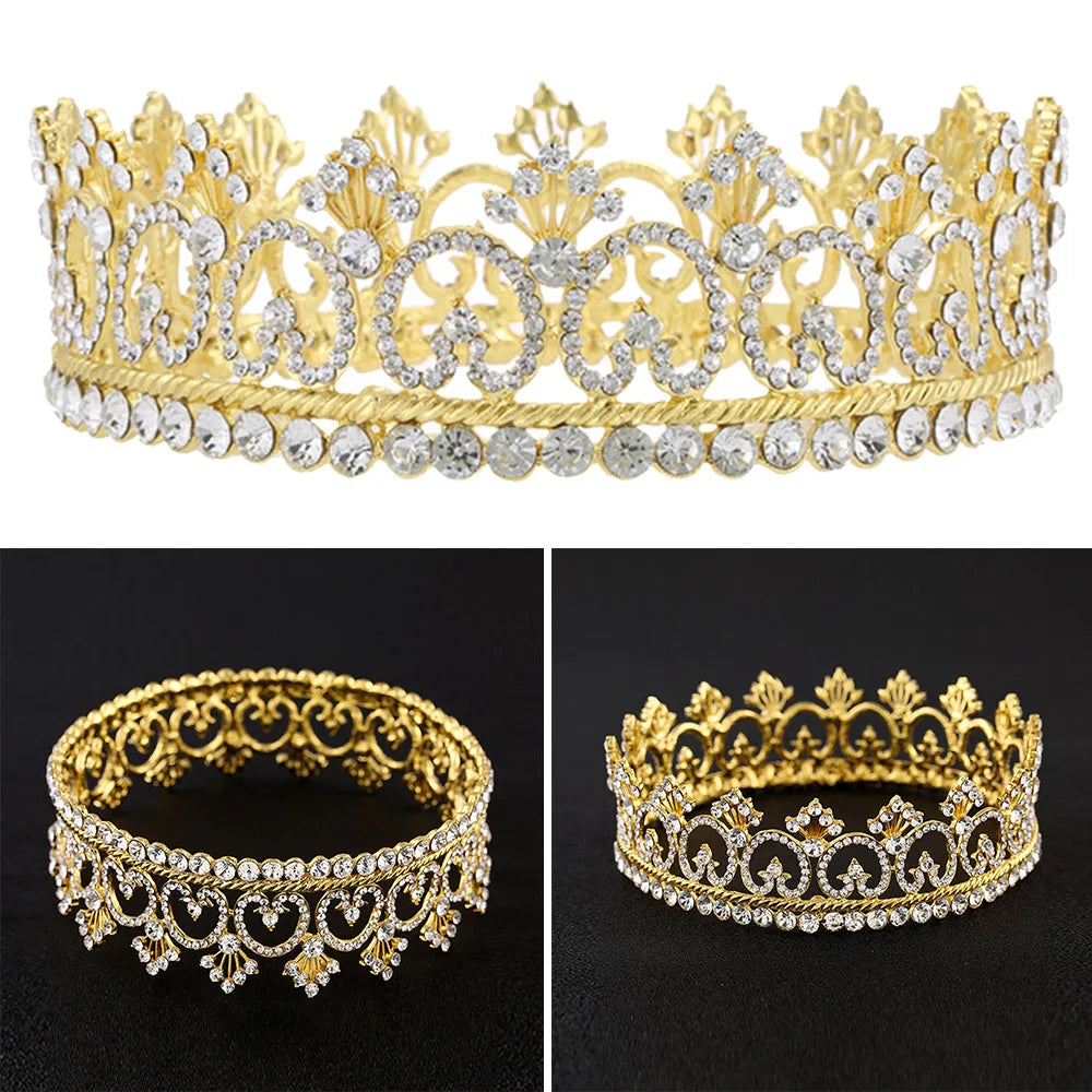 Men's Royal King Crown Tiara Metal Headbands for Wedding
