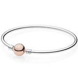 Royal Heart-shaped Crown Logo Snake Chain 925 Sterling Silver Bracelet