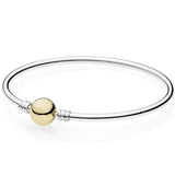 Royal Heart-shaped Crown Logo Snake Chain 925 Sterling Silver Bracelet