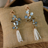 Royal Sky Brides Ear Clip Evening Woman Tassles Wedding Earrings
