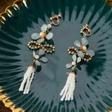 Royal Sky Brides Ear Clip Evening Woman Tassles Wedding Earrings