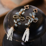 Royal Sky Brides Ear Clip Evening Woman Tassles Wedding Earrings