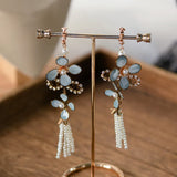 Royal Sky Brides Ear Clip Evening Woman Tassles Wedding Earrings
