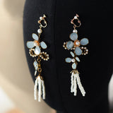 Royal Sky Brides Ear Clip Evening Woman Tassles Wedding Earrings