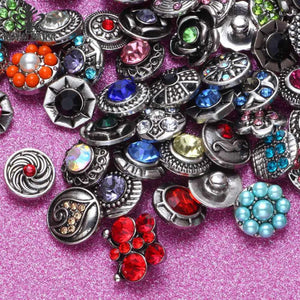 10pcs Rhinestone Style Mixed Charms Snap Button For Snap Bracelet