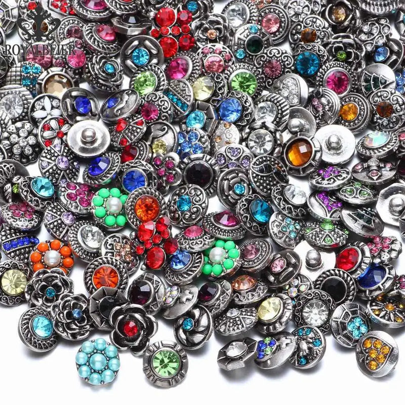 10pcs Rhinestone Style Mixed Charms Snap Button For Snap Bracelet