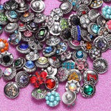 10pcs Rhinestone Style Mixed Charms Snap Button For Snap Bracelet