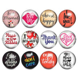 RoyalBeier 12PCS Mixed Mother's English Word Blessing Snap Buttons DIY Jewelry