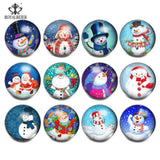 12pcs Christmas Snowman Glass Bead Charms Snap Button Jewelry