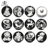 12pcs Christmas Snowman Glass Bead Charms Snap Button Jewelry