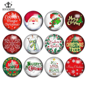 RoyalBeier 12pcs Christmas Snowman Glass Bead Charms 18mm Snap Button Jewelry