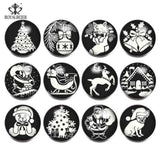 12pcs Christmas Snowman Glass Charms Snap Button Jewelry For 18mm Beads