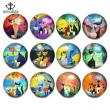 12pcs Christmas Cat Glass Charms 18mm Snap Button Fit Snaps Bracelet kg0076