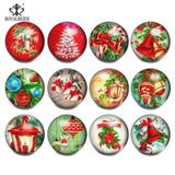 12pcs Christmas Cat Glass Charms 18mm Snap Button Fit Snaps Bracelet kg0076