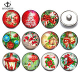 RoyalBeier Christmas Glass Charms Snap Button Jewelry Fit 18mm Snaps Bracelet