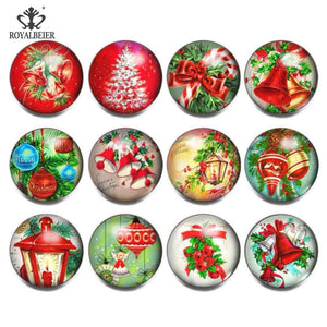 RoyalBeier Christmas Glass Charms Snap Button Jewelry Fit 18mm Snaps Bracelet