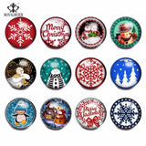 Christmas Snowman Glass Charms Snap Button Jewelry For 20mm Snaps Bracelet