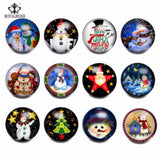 Christmas Snowman Glass Charms Snap Button Jewelry For 20mm Snaps Bracelet