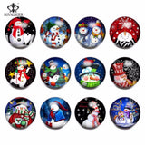Christmas Snowman Glass Charms Snap Button Jewelry For 20mm Snaps Bracelet