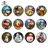 Christmas Snowman Glass Charms Snap Button Jewelry For 20mm Snaps Bracelet