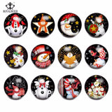 Christmas Snowman Glass Charms Snap Button Jewelry For 20mm Snaps Bracelet