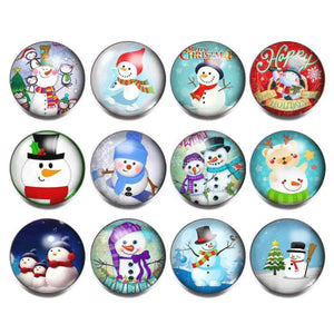 12pcs Christmas Tree Santa Glass Charms 18mm Snap Button For 20mm Snap Bracelet