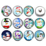 12pcs Christmas Tree Santa Glass Charms 18mm Snap Button For 20mm Snap Bracelet