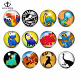 12pcs Dinosaur Theme Glass Charms 18mm Snap Button For 20mm Snaps