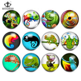Chameleon Theme Glass Charms Snap Button Jewelry for 20mm Snaps Bracelet